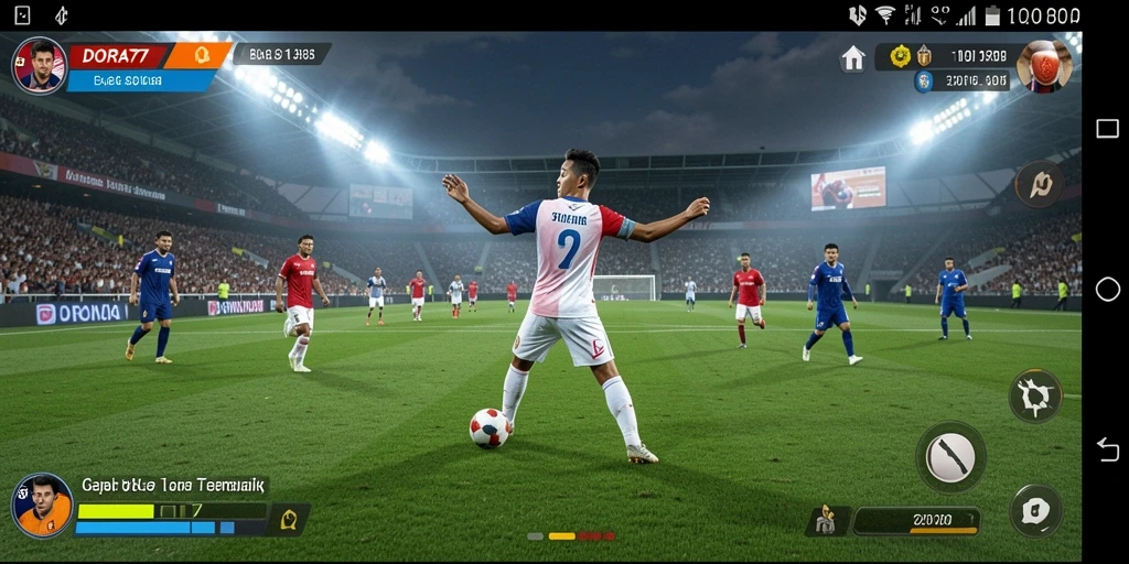 Tampilan gameplay DORA77 yang mendebarkan saat pertandingan sepak bola berlangsung.