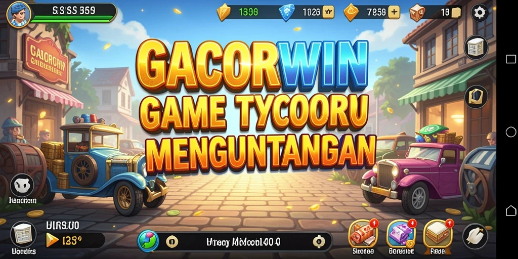 Screenshot gameplay GACORWIN yang menunjukkan manajemen bisnis yang seru.