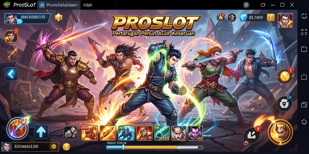 Tampilan aksi mendebarkan di PROSLOT dengan karakter yang beragam.