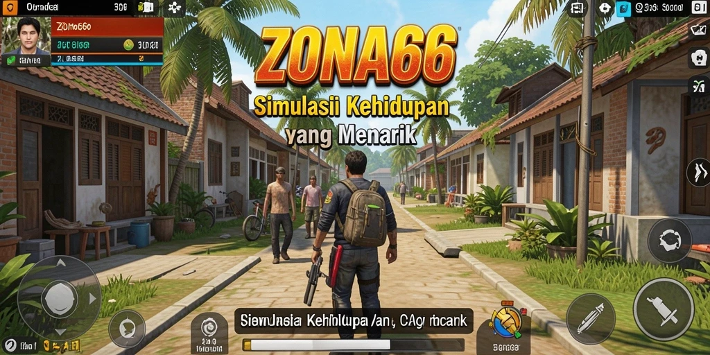 Screenshot gameplay ZONA66 menampilkan dunia simulasi yang mendetail dan menarik.